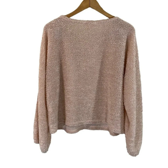 LC Lauren Conrad Light Nude Pink Fuzzy Cropped Sweater XL Pullover Long Sleeves - Picture 2 of 6